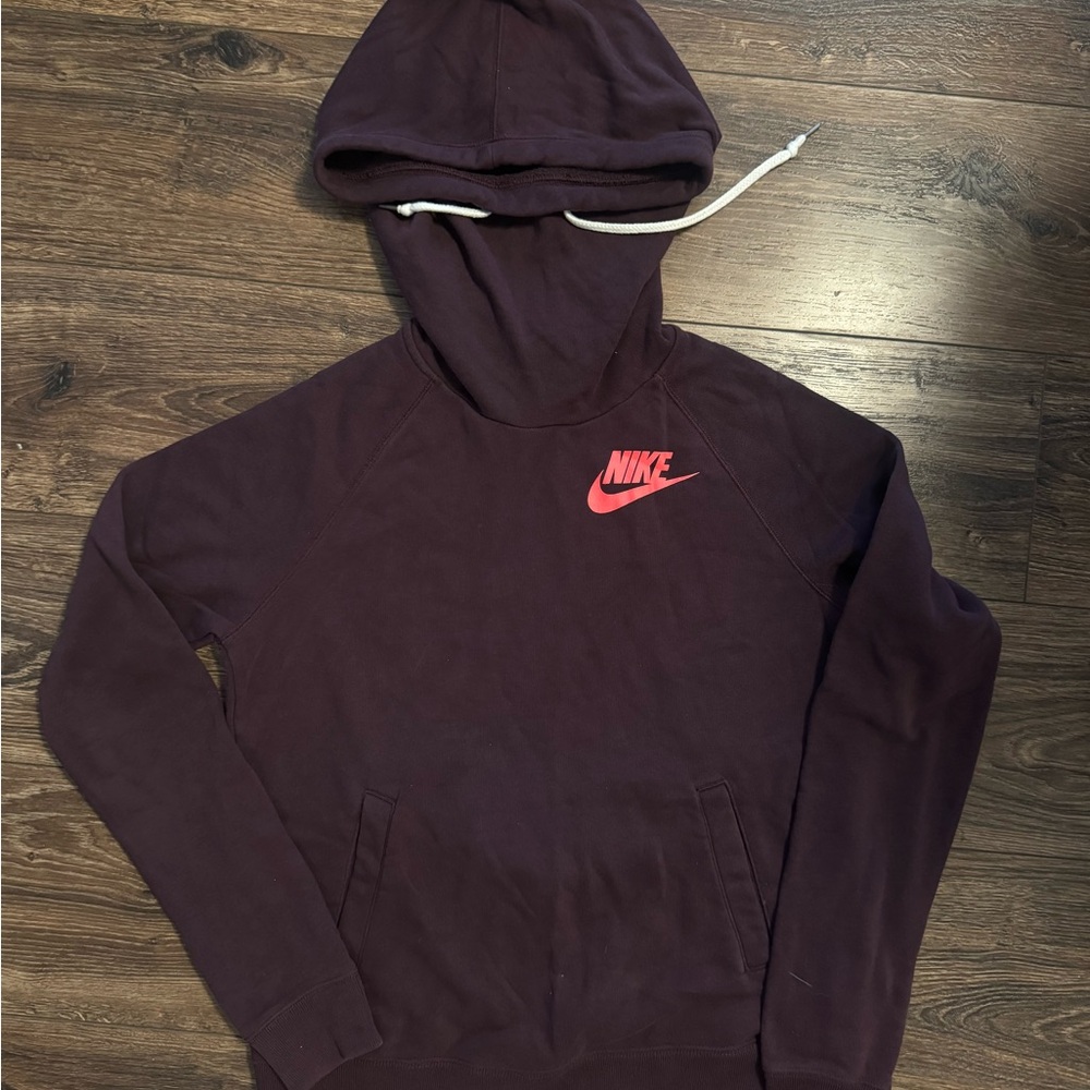 Nike Women's Funnel Neck Hoodie Maroon, Size Medium